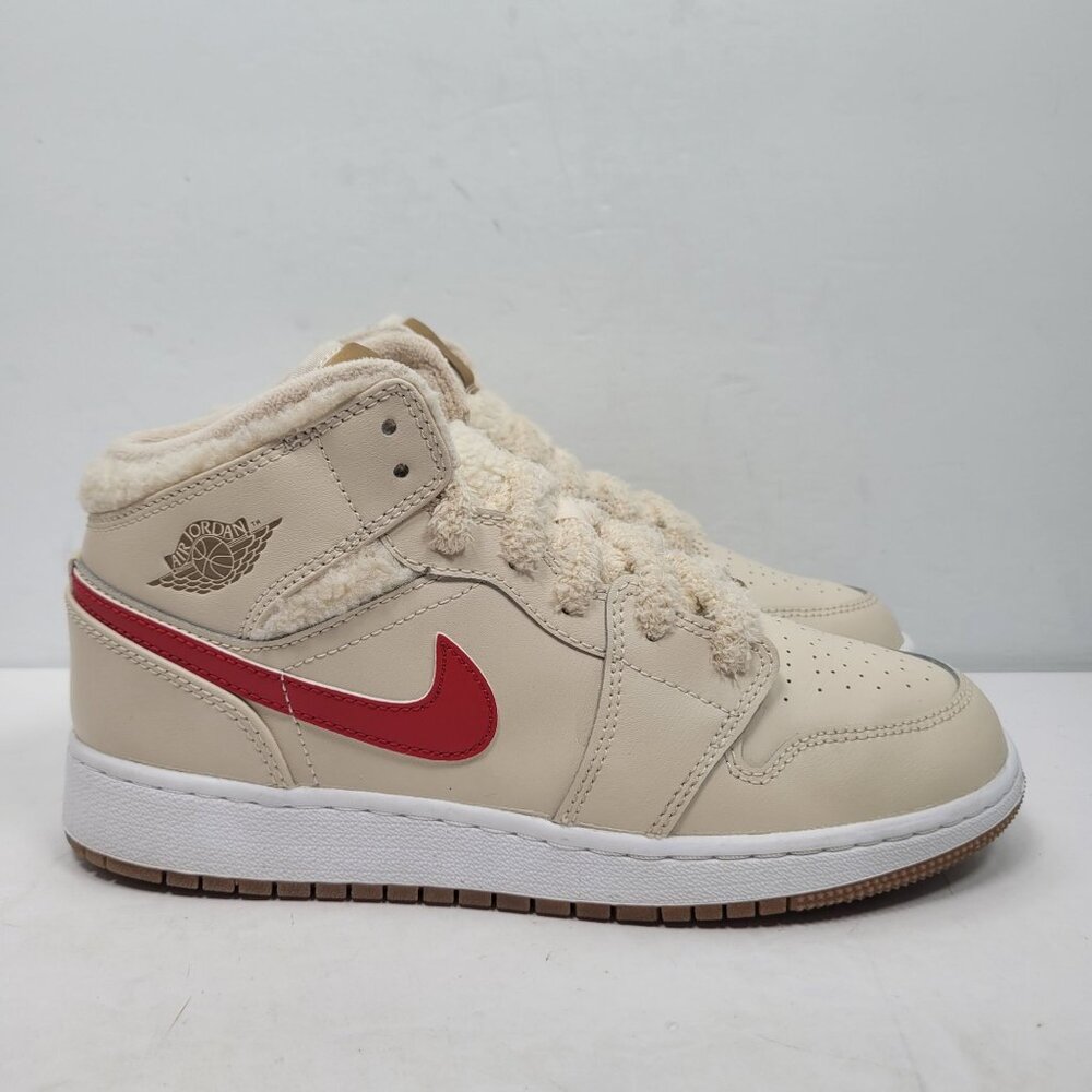 Air Jordan 1 Mid Utility GS Youth Pearl White Sneakers DO2207-254 US Size 6Y